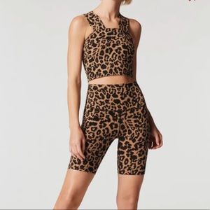 LNA leopard valley crop top & biker shorts